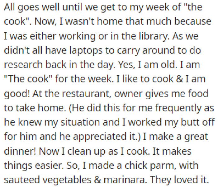 Things were going great until it was OP's time to cook