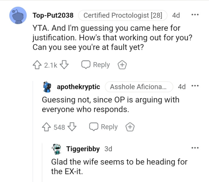 It's so bad that the OP can't see that he's at fault here