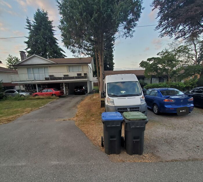 38. Neighbors keep blocking the van with their bins