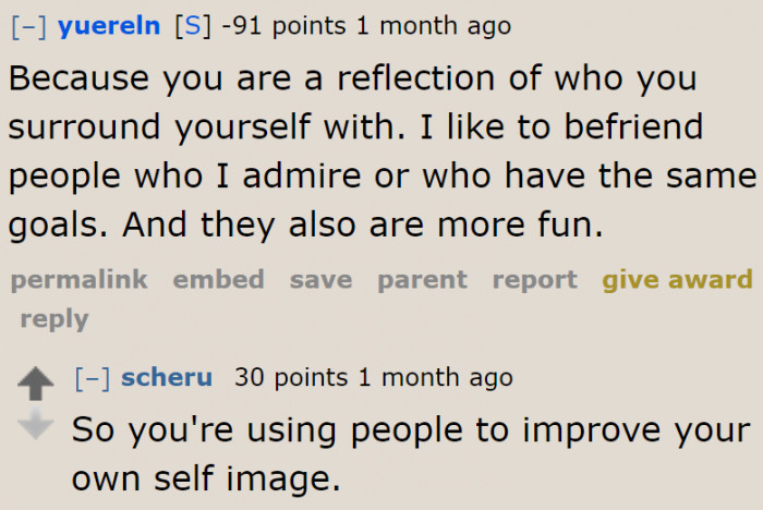 Even if the OP defended herself, people still see her as a user.