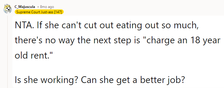 Staying home, not working, and burdening a soon-to-be 18-year-old with rent is a big red flag regarding stepmotherly treatment.