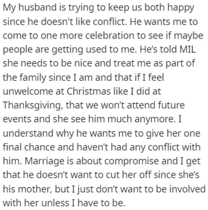 OP's Husband Is Trying to Keep Both Sides Happy, So He Wants OP to Come to One More Celebration with His Family