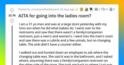 Father Asks Reddit If He Was Wrong For Using The Women's Room For Changing His Baby's Poop-Filled Diaper After A Woman Yells At Him For Doing So