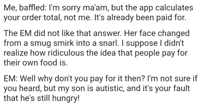The OP didn't realize how ridiculous the idea that people pay for their own food is