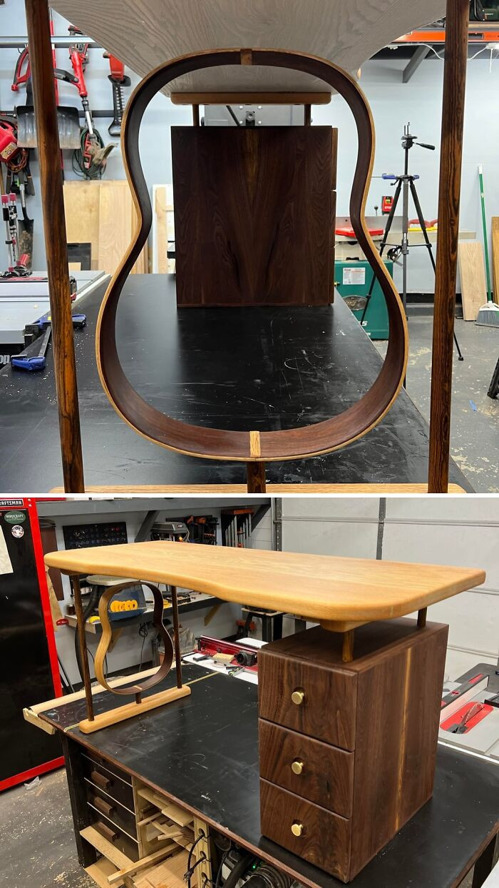 "This Desk Took A Lot More Effort Than I Thought Going Into It. I’m Super Stoked With How It Turned Out And Even Happier To Have My Own Editing Desk Again. Next Project Is Hopefully An Electric Guitar"