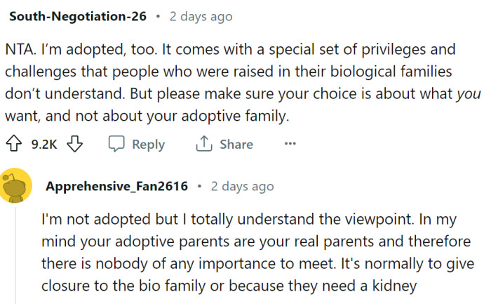 Right from the start, Redditors support OP: