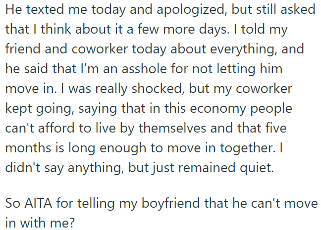 The OP's friend also thinks she is in the wrong: