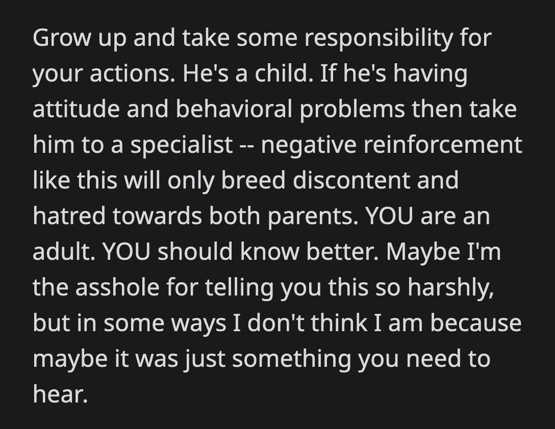 They just taught their son that their love is to be earned.