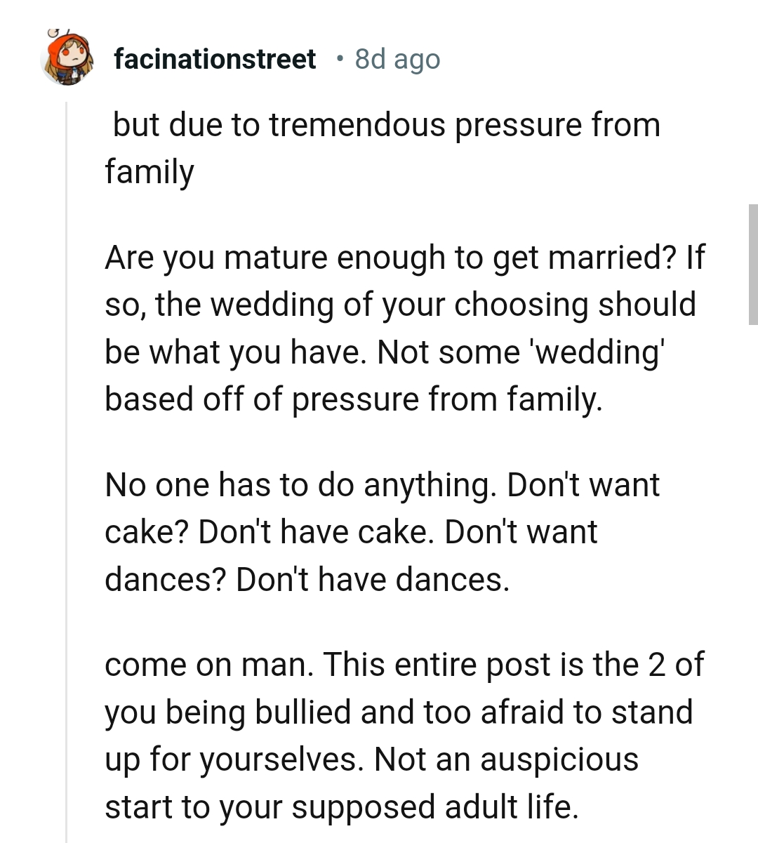 The Entire Post Is the OP and His Bride Being Bullied