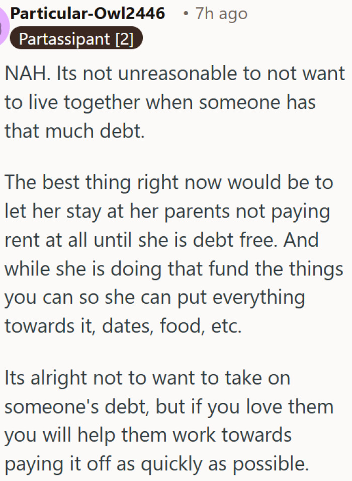 Love means helping your partner clear debt, not just avoiding it