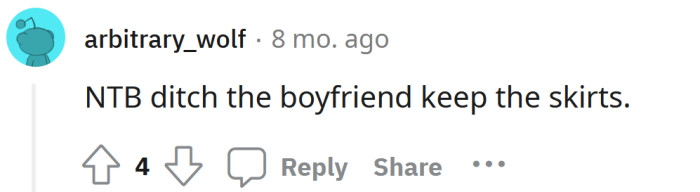 Keep the skirts and get a new boyfriend!