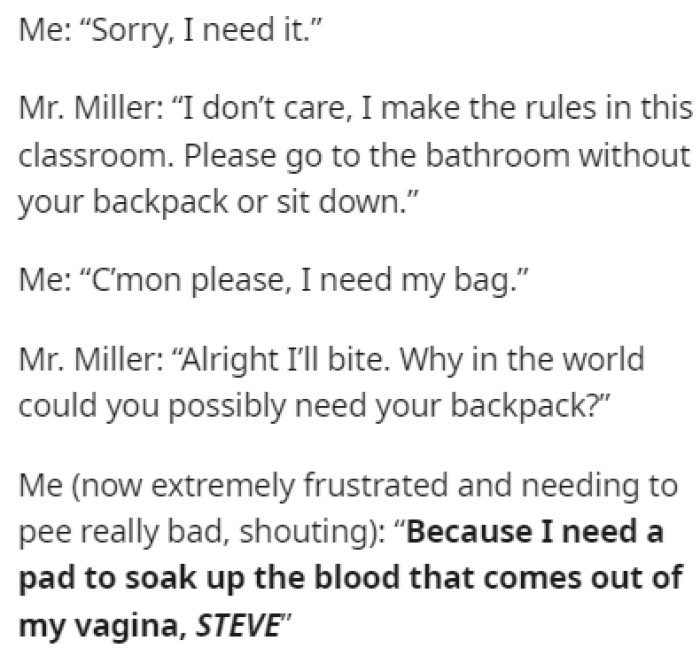 OP's frustration reached its peak, and she lashed out at the teacher