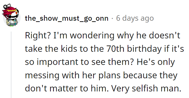 If it's all about family, why skip out on the kids? Selfishness, party of one!