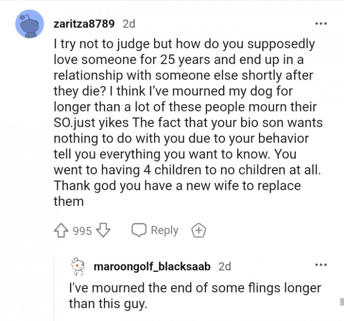 Having a new wife to replace them