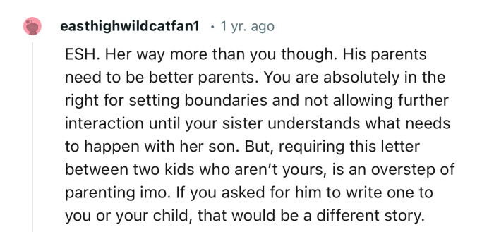 “Requiring this letter between two kids who aren’t yours is an overstep of parenting, in my opinion.”