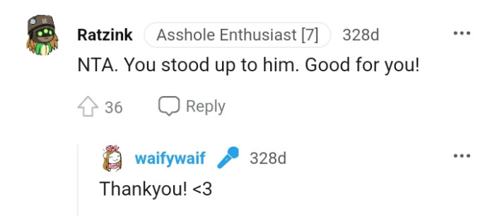 The OP stood up to him