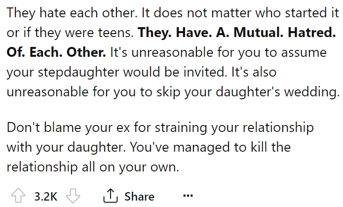 The OP's ex is not to blame for their strained relationship, but the OP is