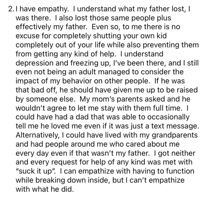 Secondly, she pointed out that she does have empathy for her father.