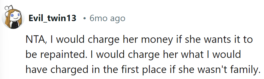 Repaint? Sure, at the family discount: full price.