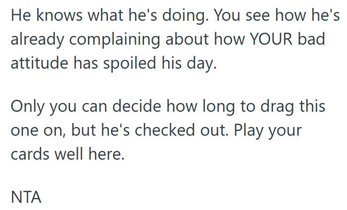 Turning his bad behavior into her bad attitude—classic move from the breakup playbook.