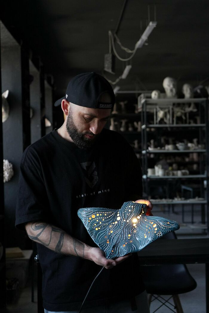 "Manta Ray Ceramic Sconce I Made"