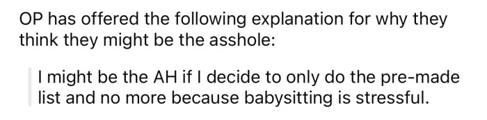 OP thinks she might be the a-hole for the following reason: