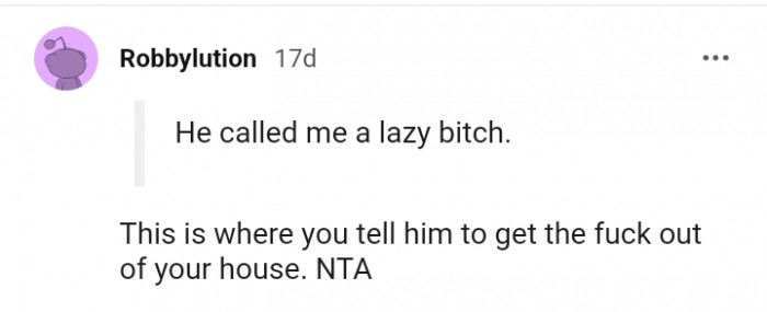 The point where he leaves the OP's house