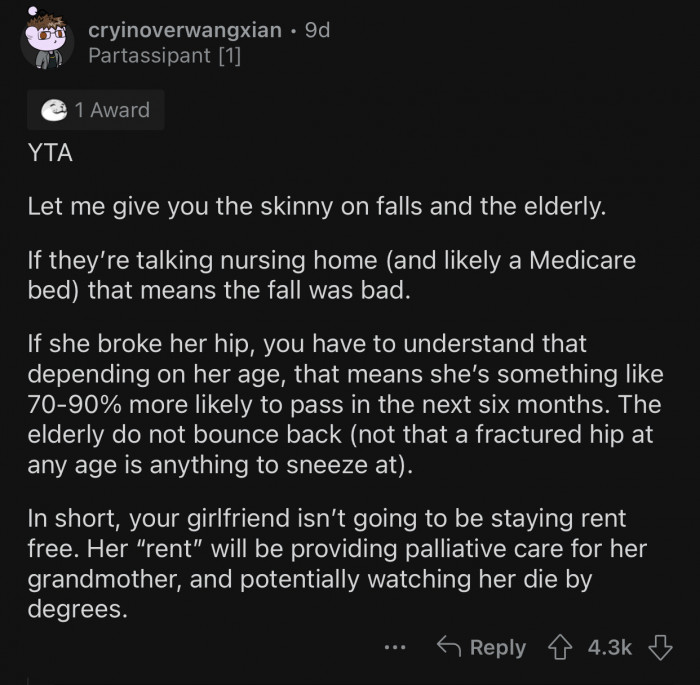 OP's GF isn't going to live 
