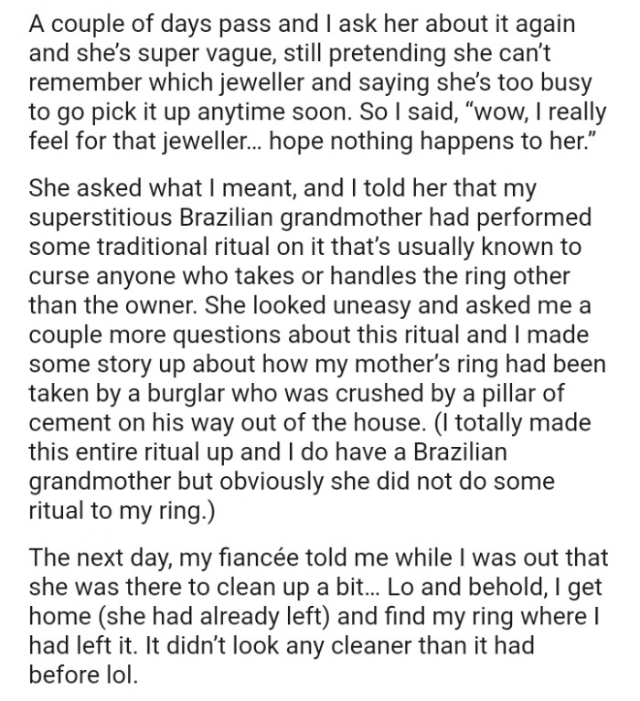 She Looked Uneasy and Asked the OP a Couple More Questions About This Ritual