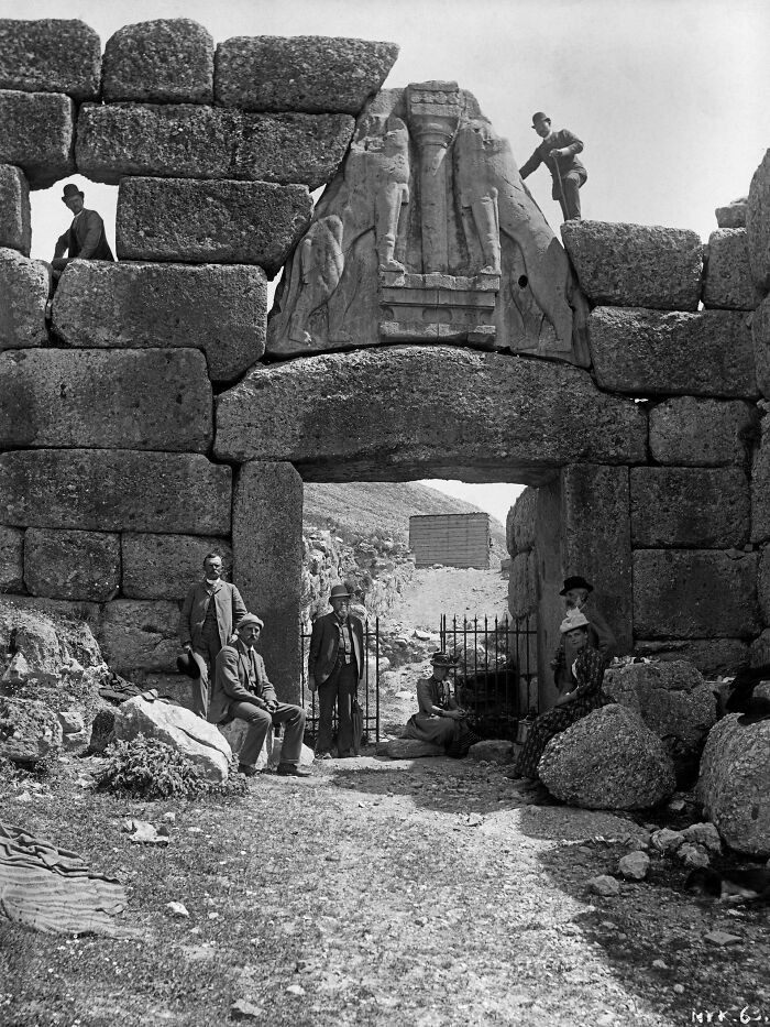 The Lion Gate Of Mycenae (CA 1250 B. c.) On A Photograph From 1891