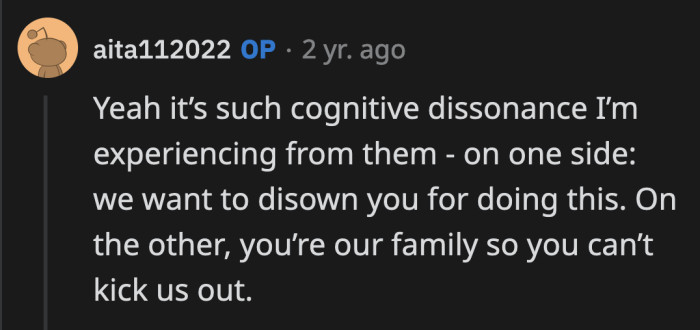 It's good that OP isn't susceptible to their delusion