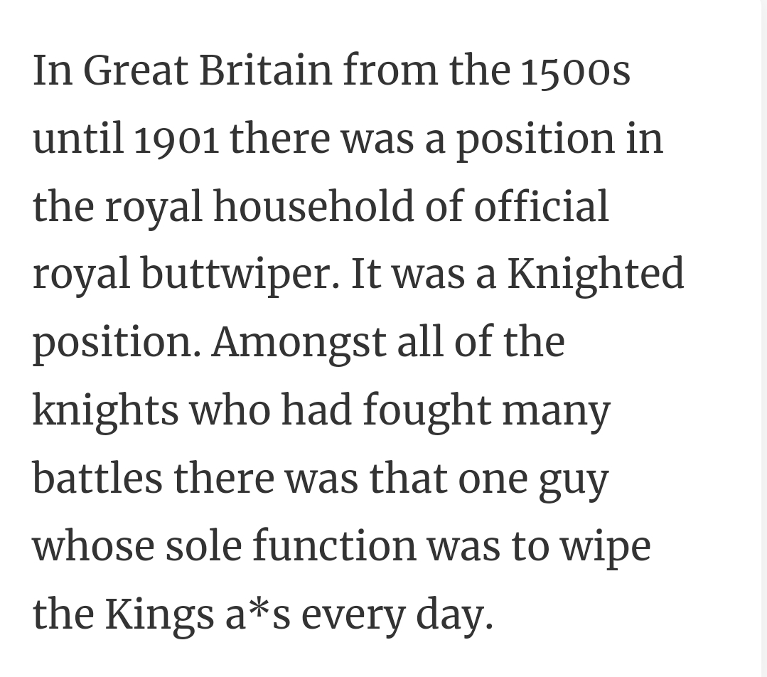 38. A knighted position