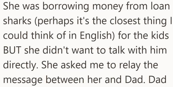 Instead of speaking to each other, her parents put her in the middle.