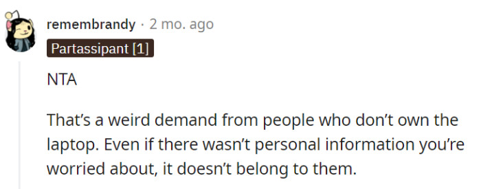 Demanding access to a laptop they don't own is like asking to borrow someone's toothbrush just because it's in the same bathroom.
