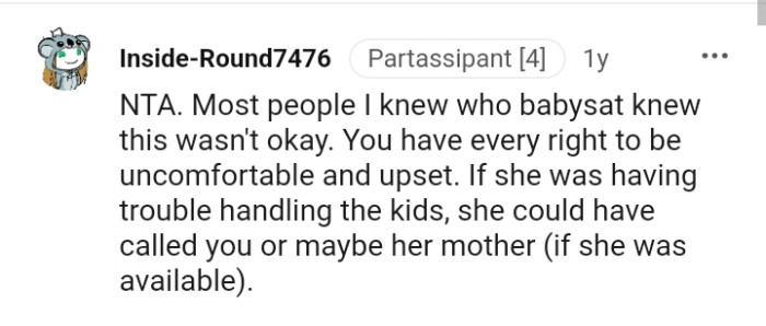 The OP Has Every Right to Be Uncomfortable and Upset with What She Saw