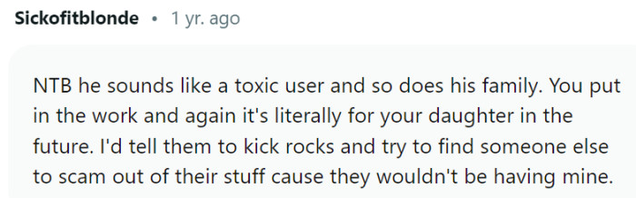 The family sounds toxic