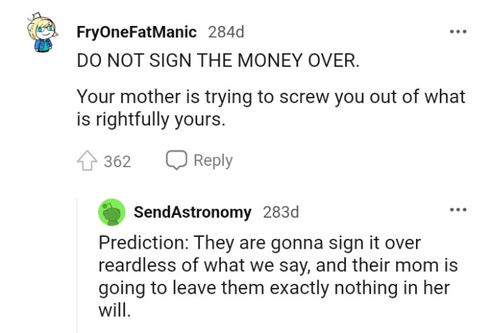 The OP shouldn't sign over the money