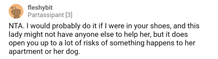 OP would be opening themselves up to risks by attempting to help
