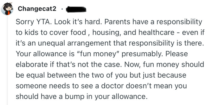 “Your allowance is ‘fun money’ presumably.”