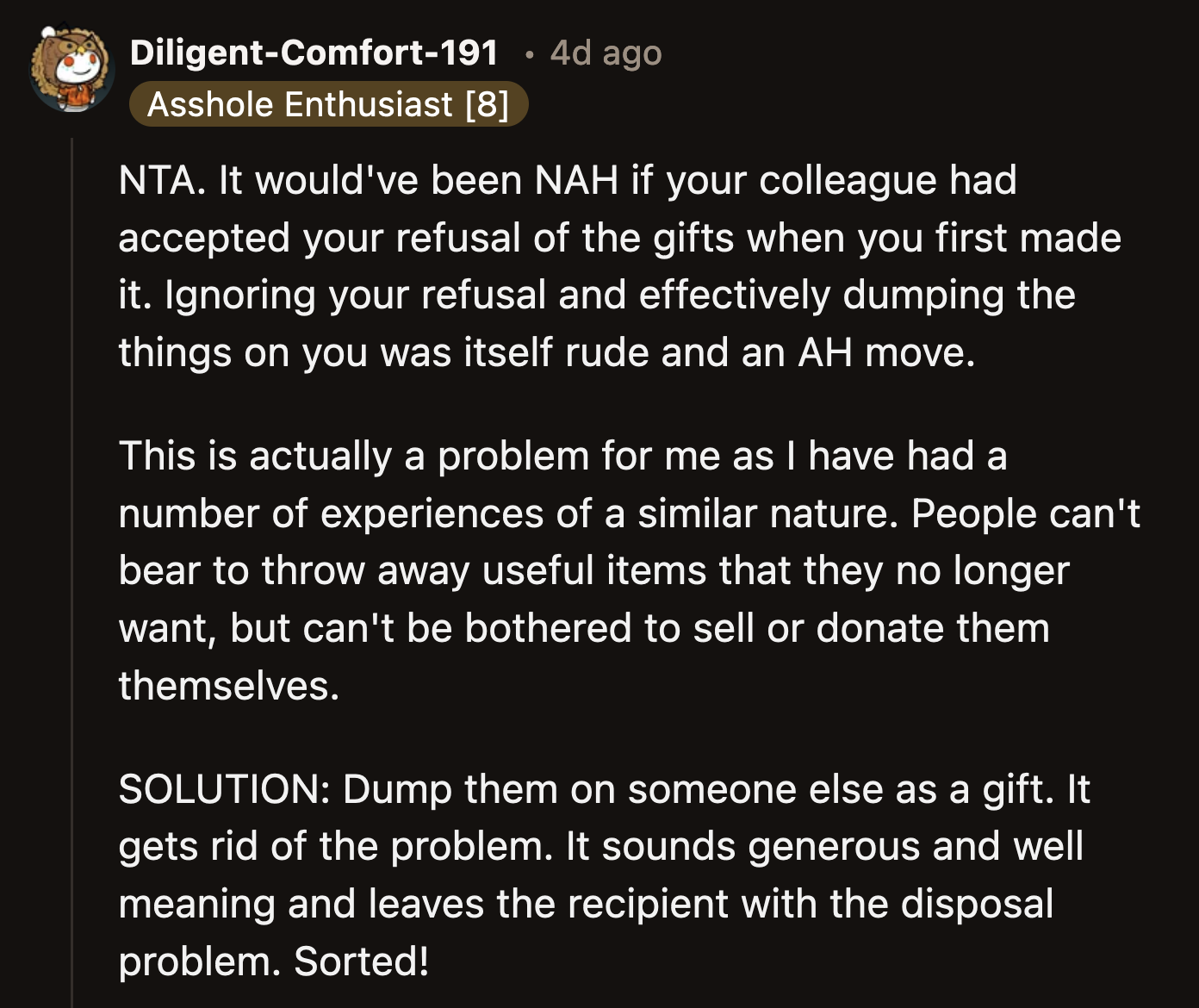 She should have listened to OP the first time she declined her used cookware.