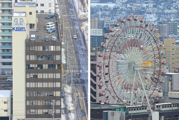 3. You can find parking lots and Ferris wheels on the roofs of buildings.