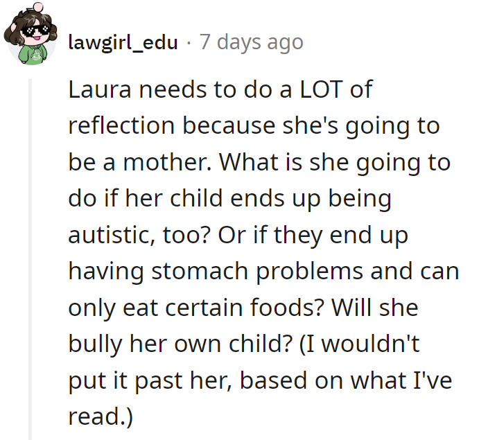 Laura needs to reflect quickly. Parenthood is coming—imagine her with a Kelly-like kid!