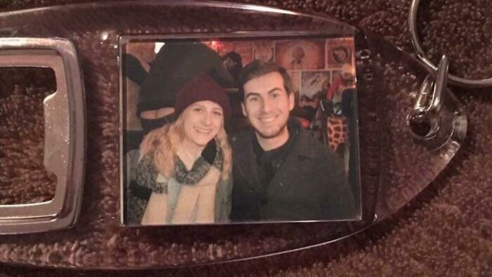 18. Had A Nice Photo With The Missus And Had It Put On A Key Ring, Only To Later Notice This Gem. Worst/Greatest Picture Ever