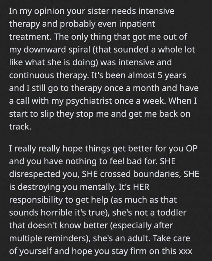 And since her sister is at a point where it’s getting out of hand, this Redditor has a suggestion