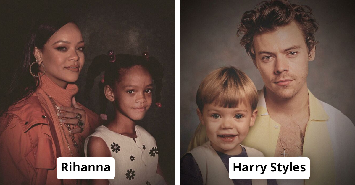 Timeless Transformations, Celebrities Paired With Their Younger Selves In 30 Photoshop Creations