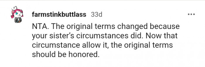 The original terms should be honored