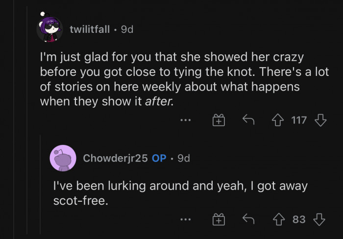 It's better to find out now than after marriage.