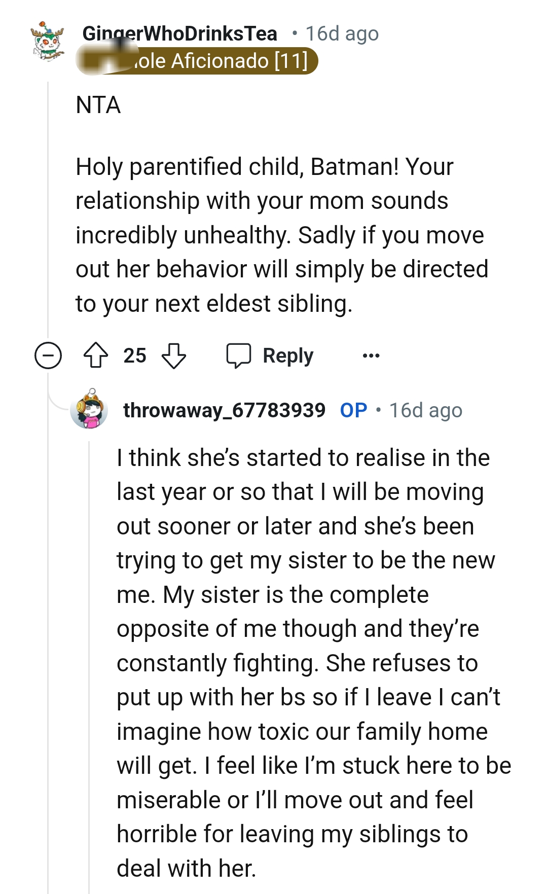 OP's sister is the opposite of her
