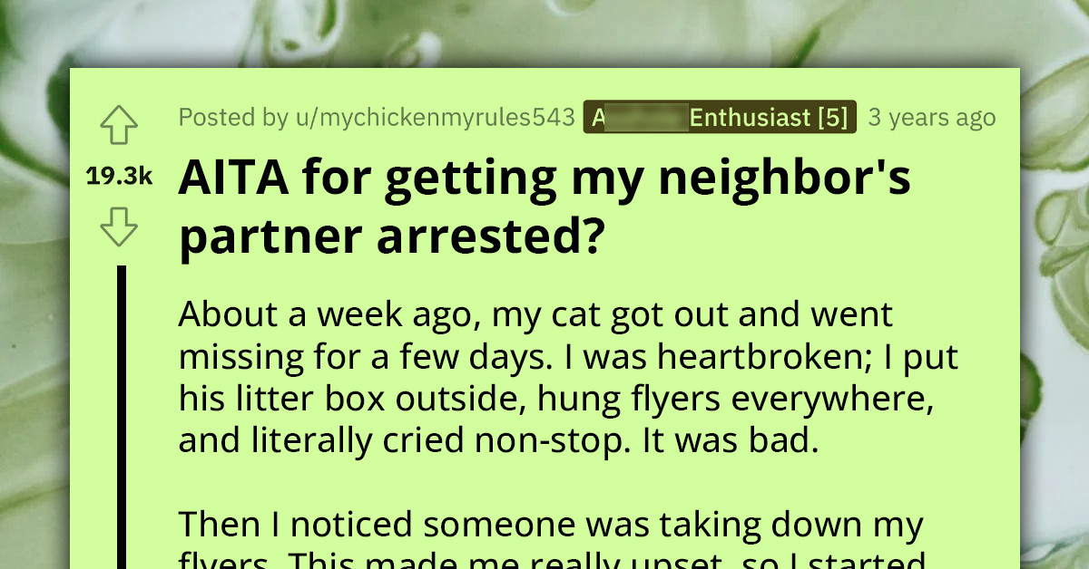 Redditor Gets Their Neighbor Arrested For Stealing Their Cat And Asks If They Were In The Wrong For Reporting Him