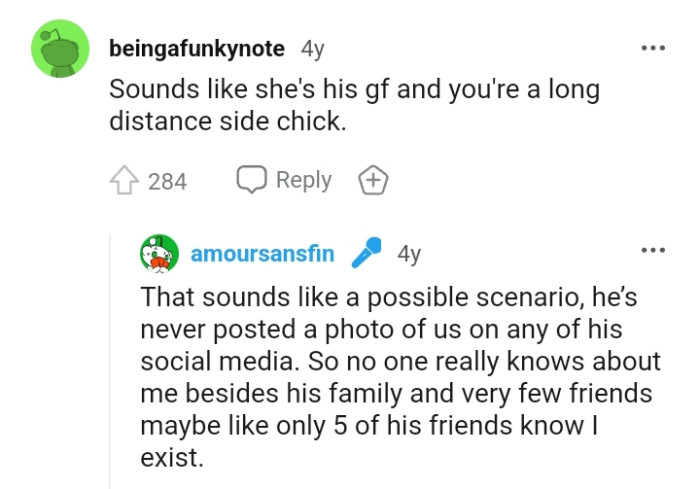 The OP might be the distant side chick.